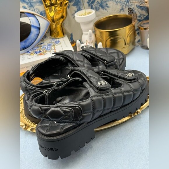 🆕 MARC JACOBS 🧿 NWOB The Quilted Sunny Leather Dad Sandals, Sz 40 US 10 - Picture 14 of 15